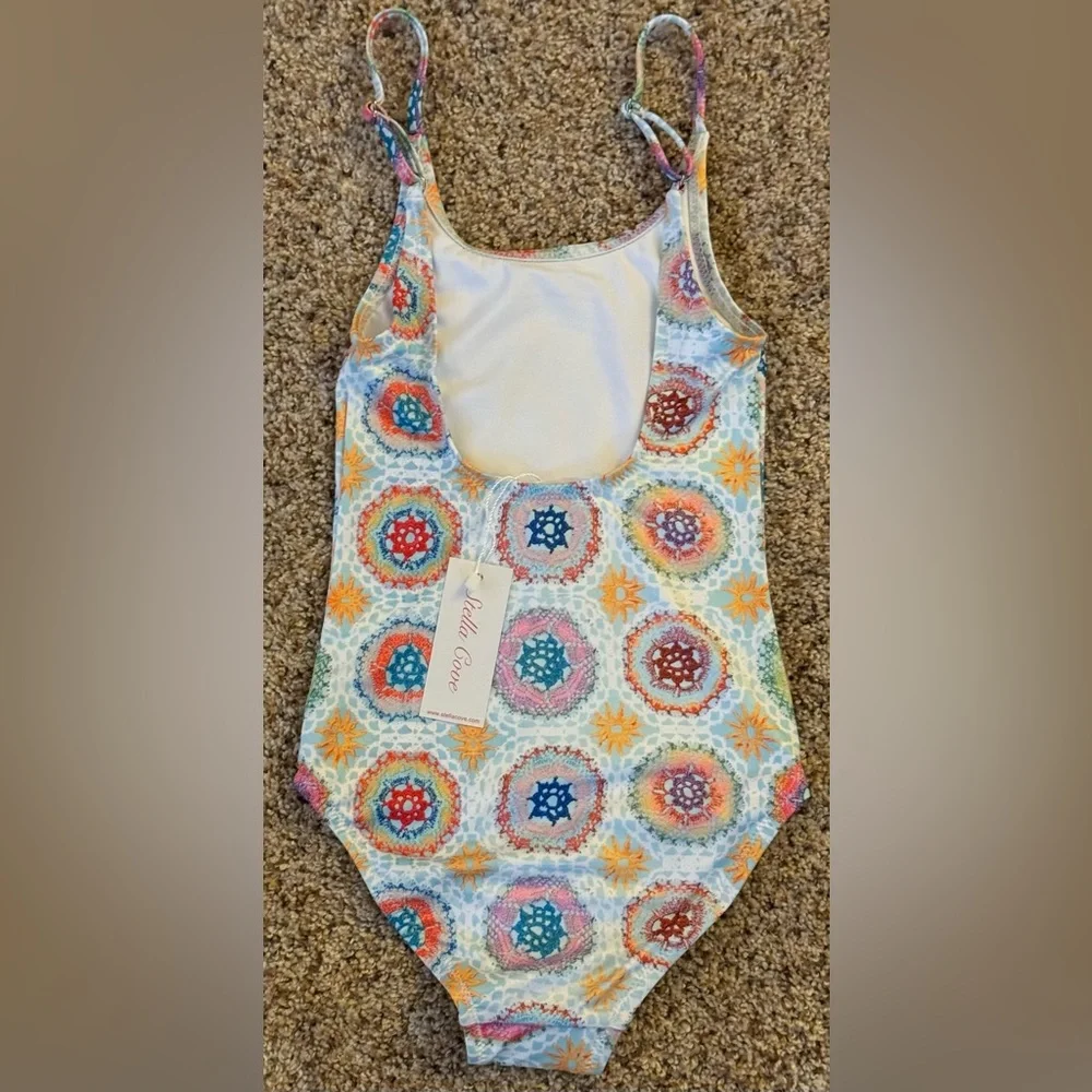 NWT and in Plastic Stella Cove Girls 4 yrs One-Piece Crochet Print Swimsuit